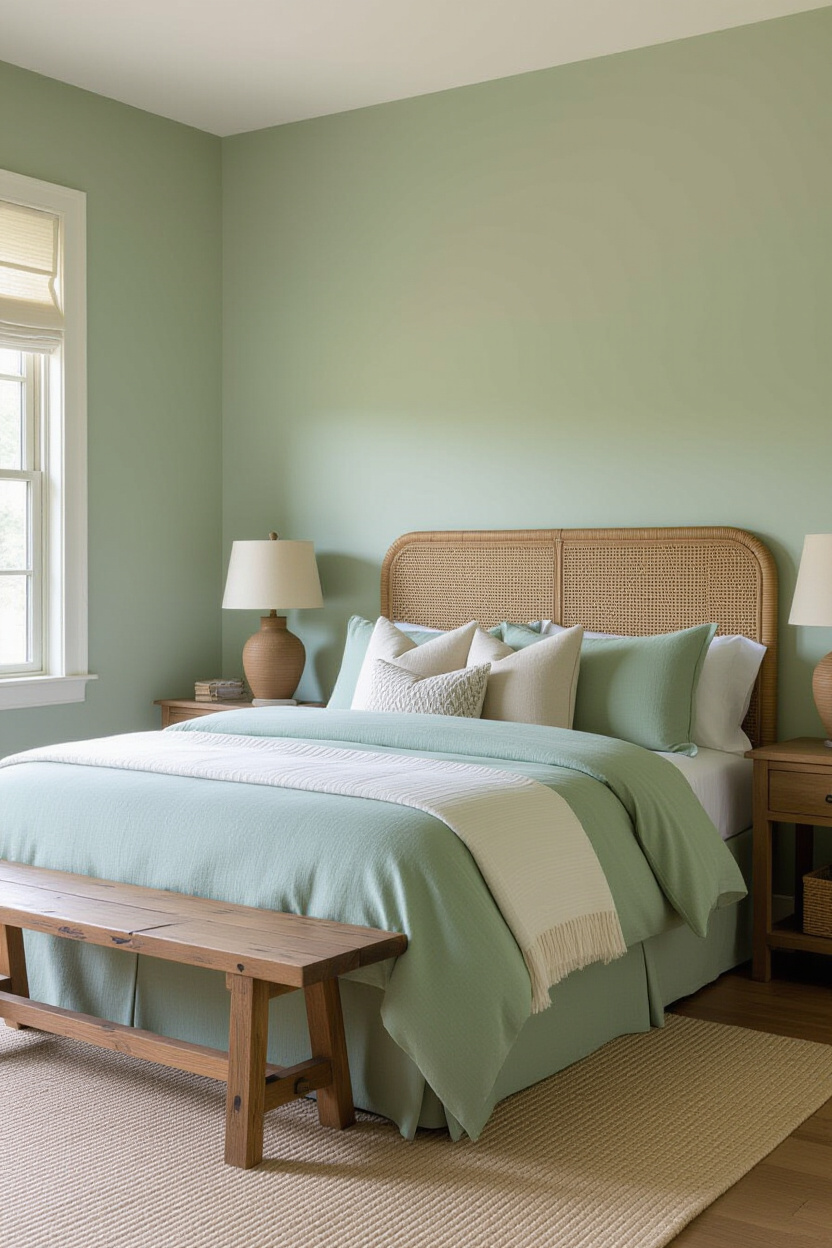 bedroom green, green bedroom decor, master bedrooms decor sage green, bedroom in sage green, rustic sage green bedroom