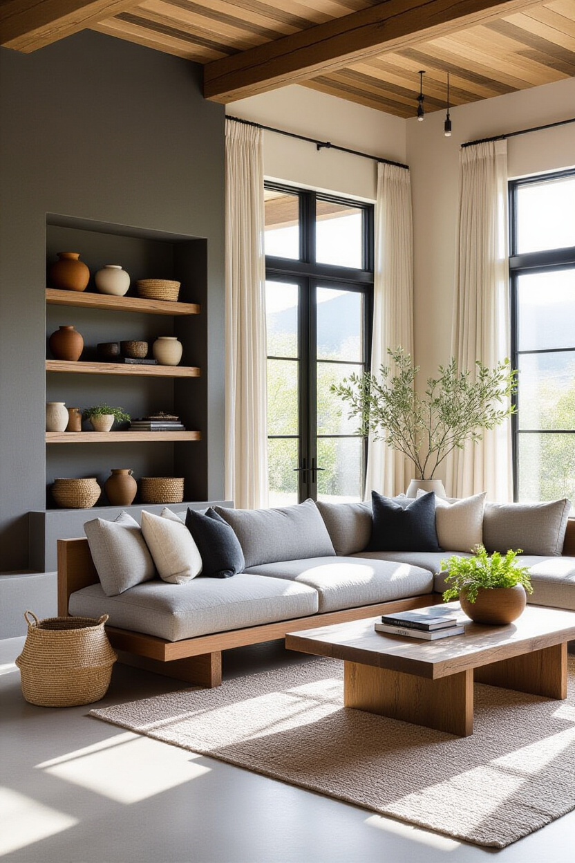organic living room, modern rustic living room, modern french cottage living room, organic modern small living room, vintage organic living room