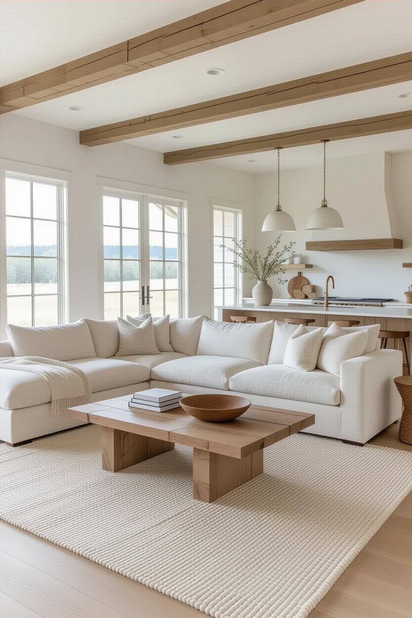 Embrace Cozy Luxury: Styling a Large Living Room with a Plush Sectional and Modern Farmhouse Charm