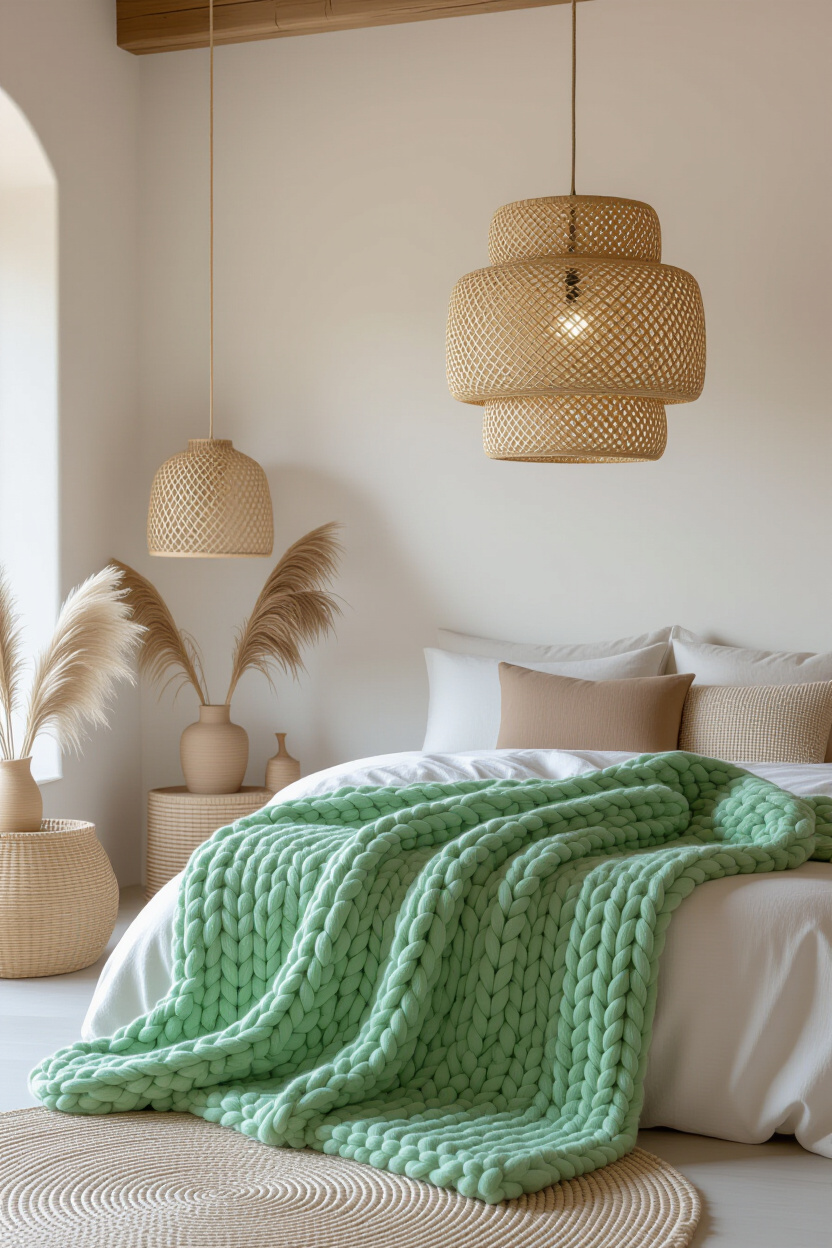 Bed With Green Accents