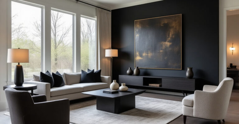 Bold Beautiful: The Power of a Black Accent Wall in Your Living Room