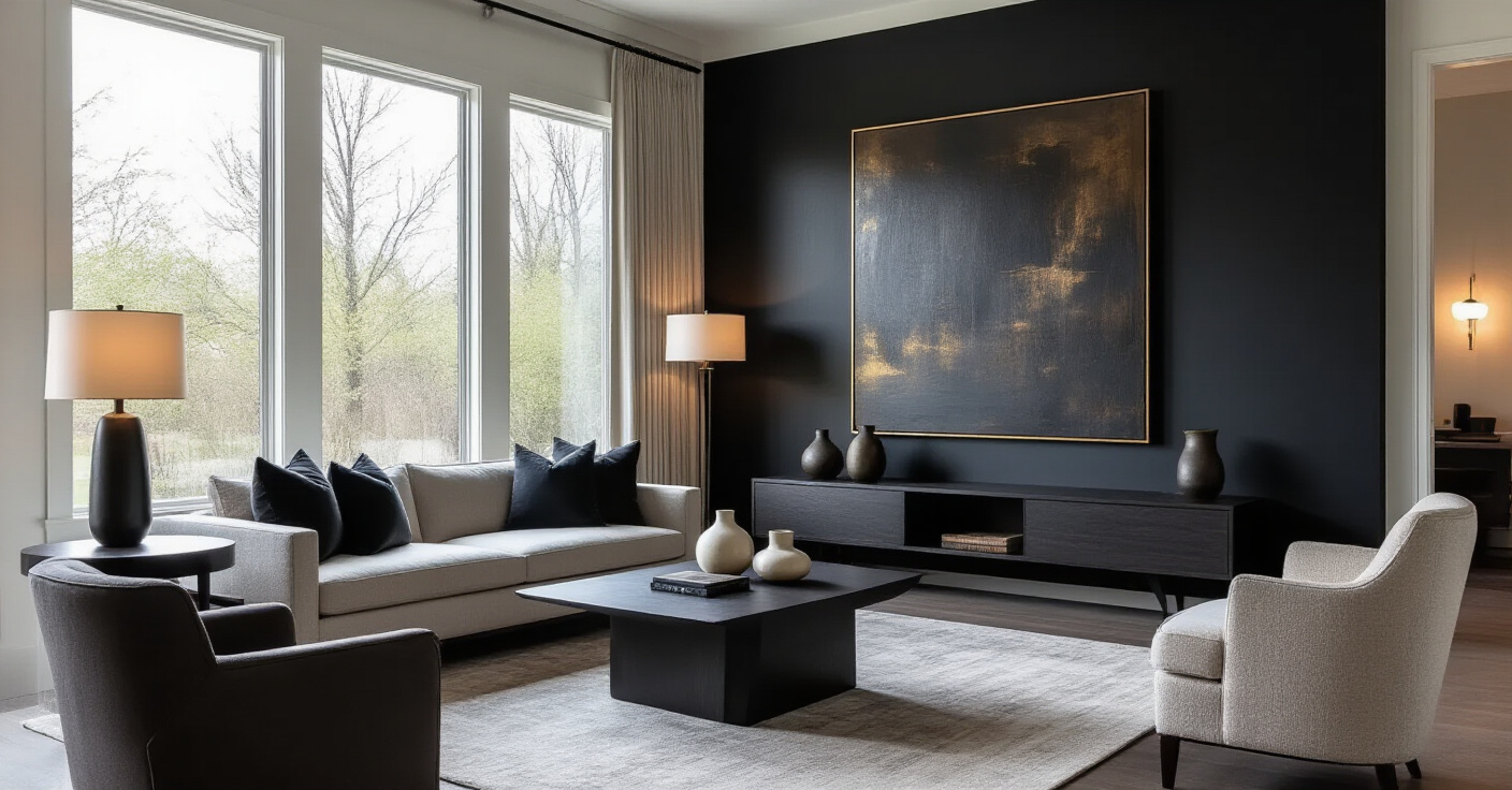 Bold Beautiful: The Power of a Black Accent Wall in Your Living Room
