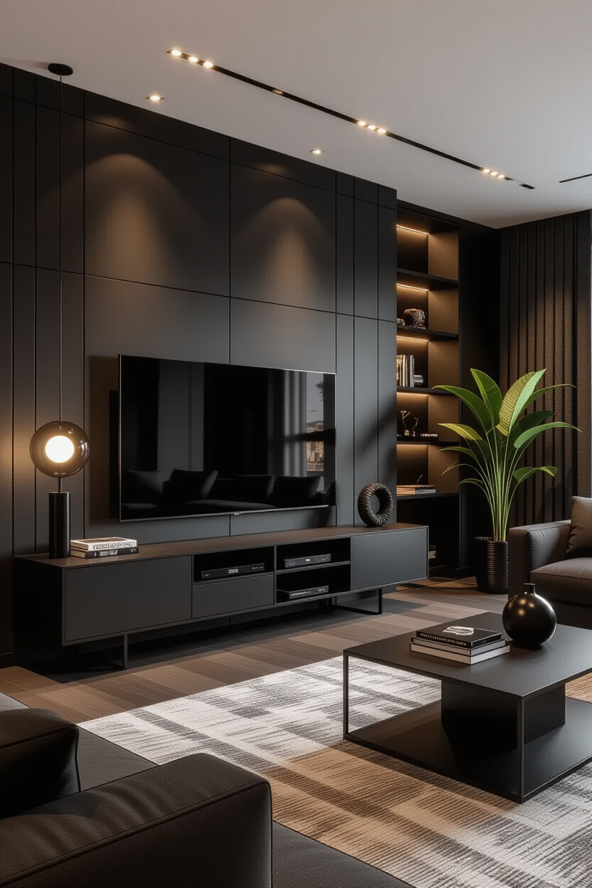 Black Panelling Living Room