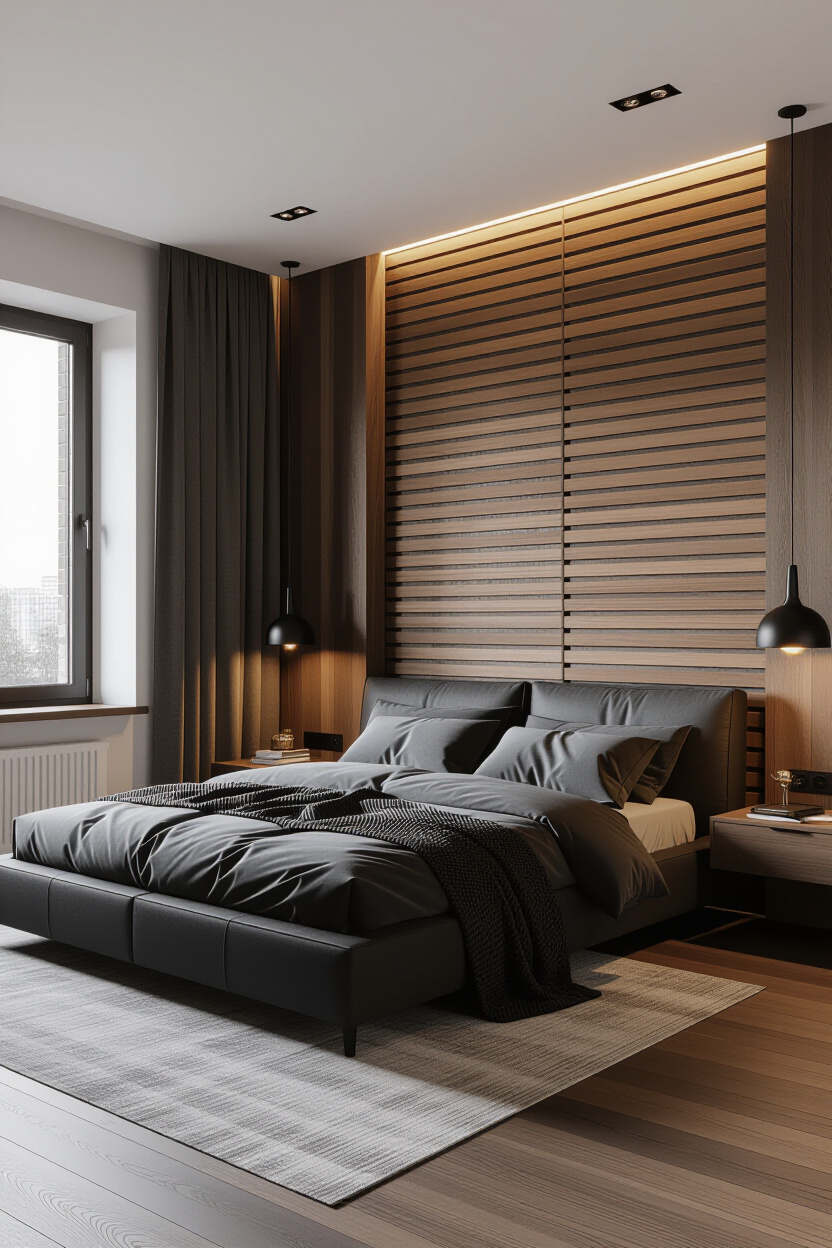 Black Wood Panel Wall
