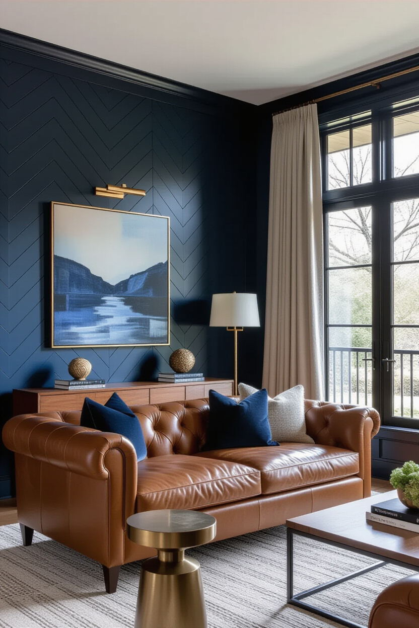 Blue Accent Wall Living Room
