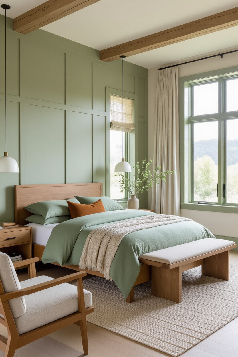 Brown And Sage Bedroom
