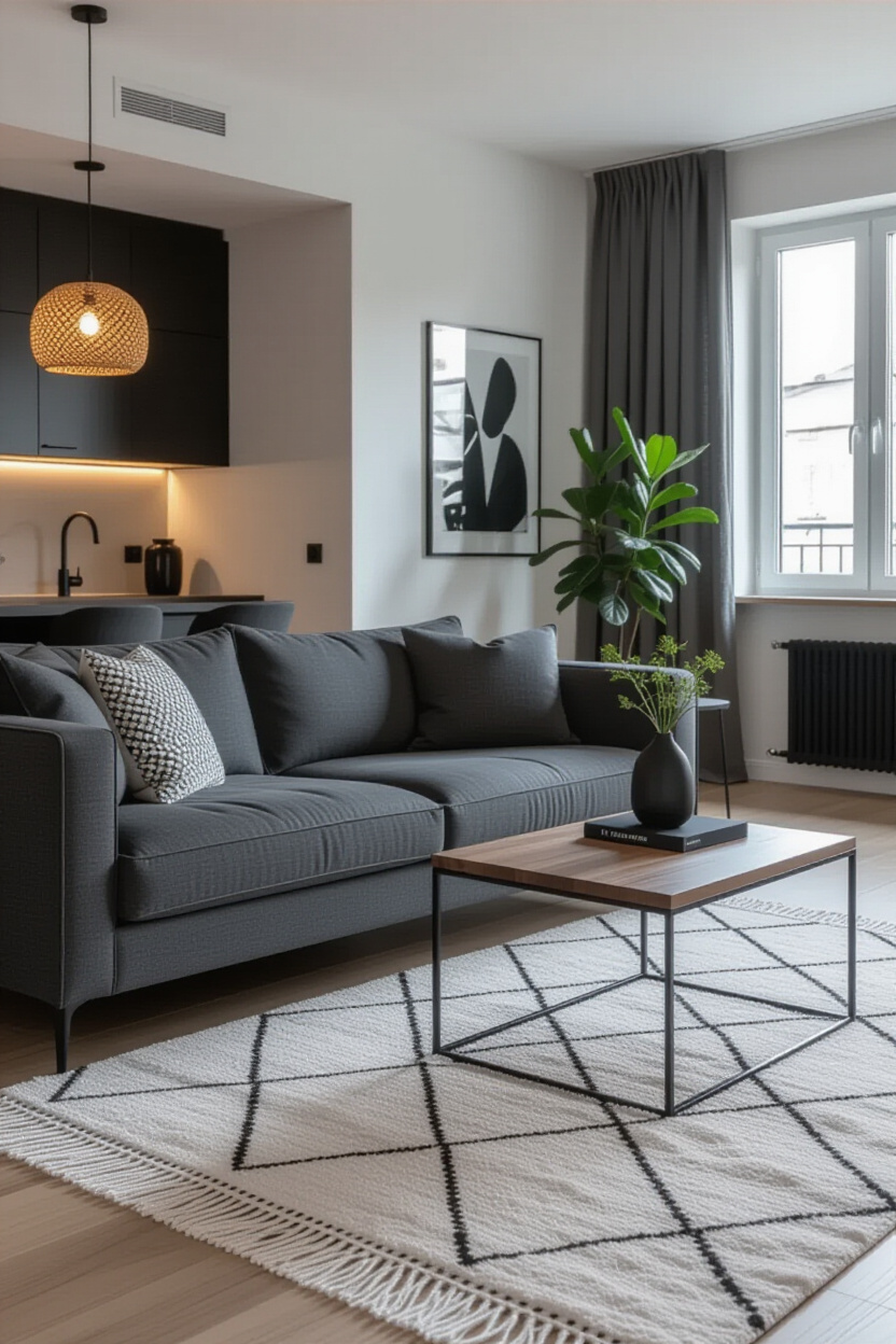 Dark Grey Couch Living Room