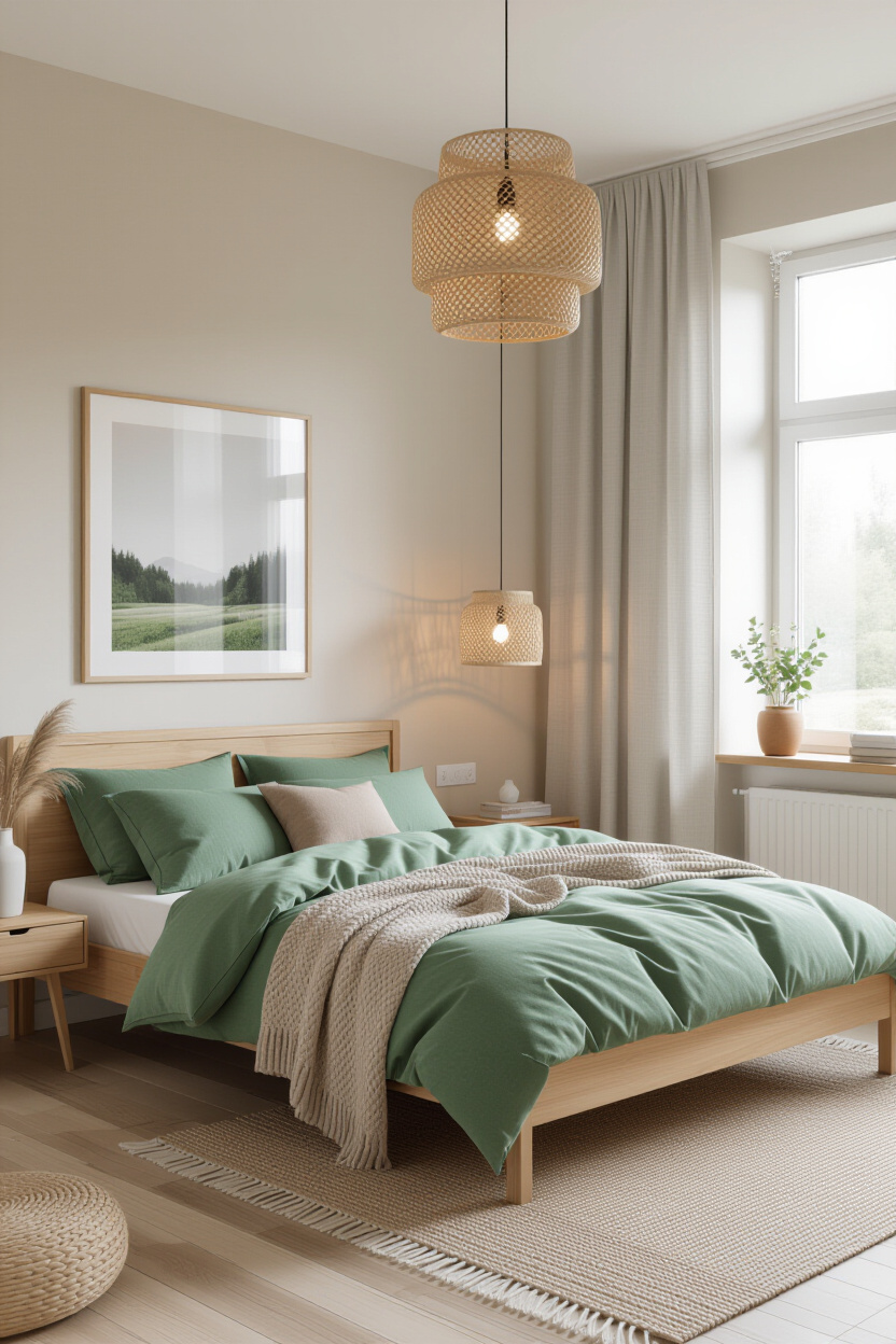 Sage Green Room With White Furniture