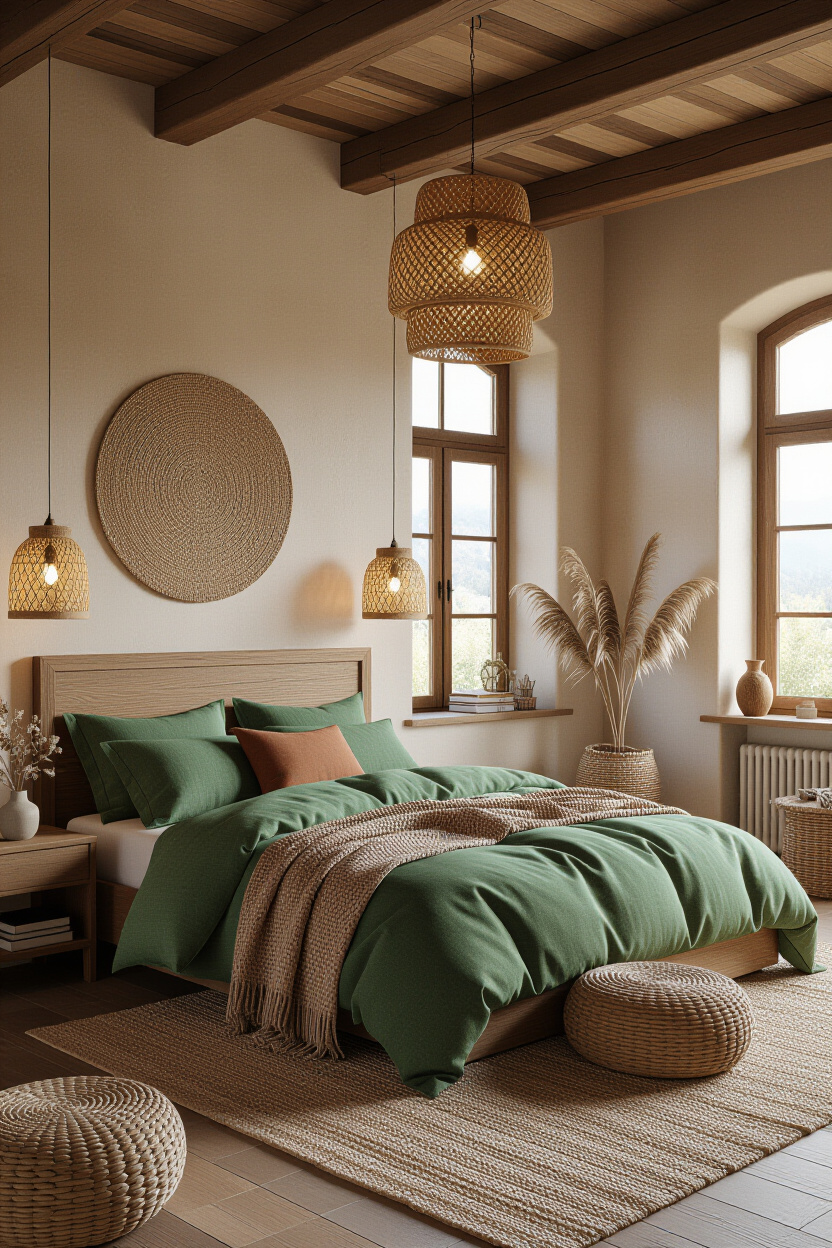 Bedroom With Green Headboard
