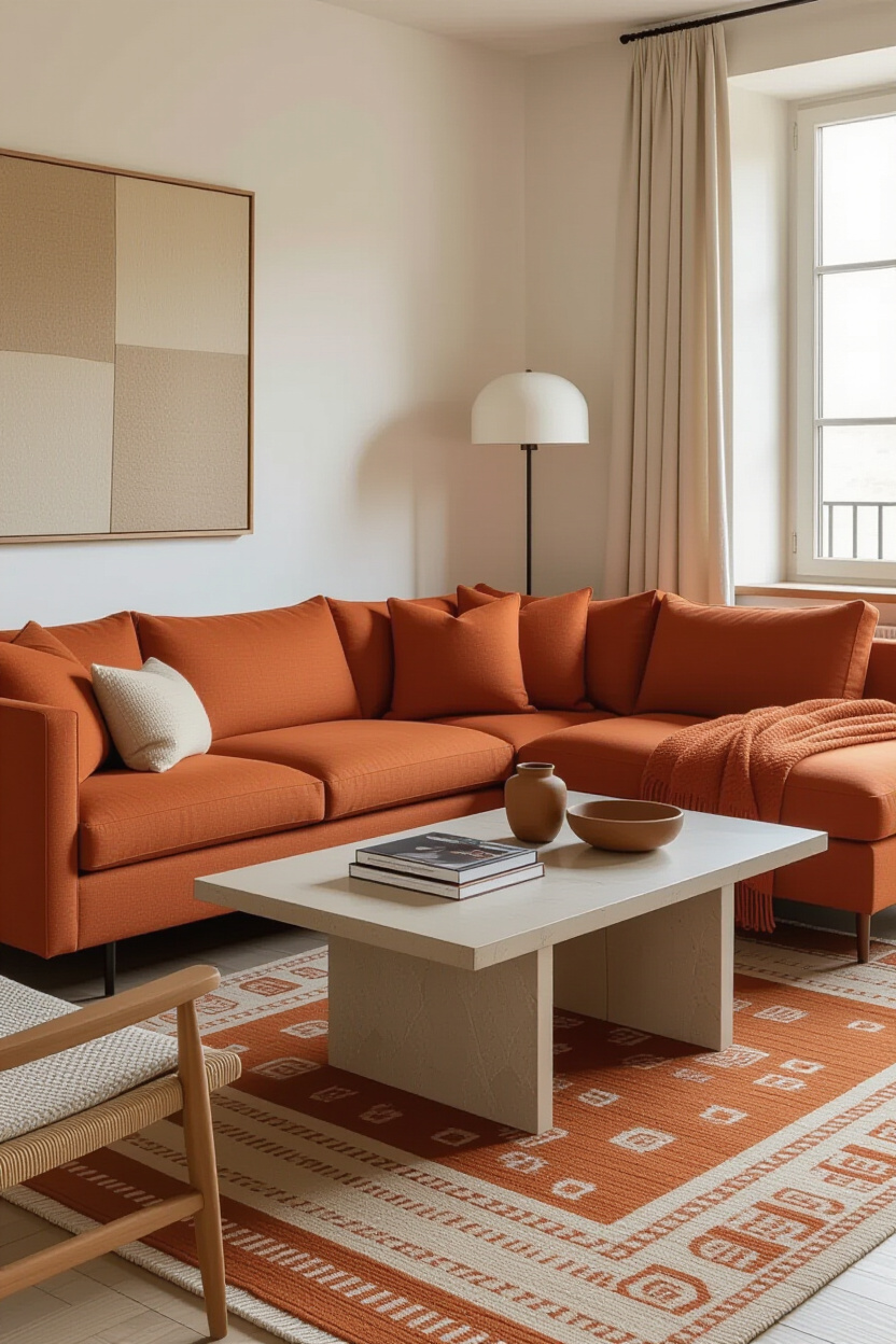 BURNT ORANGE POP LIVING ROOM