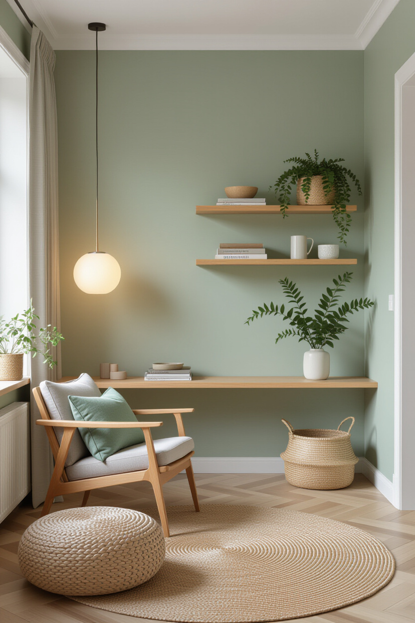 Green Feature Wall Bedroom