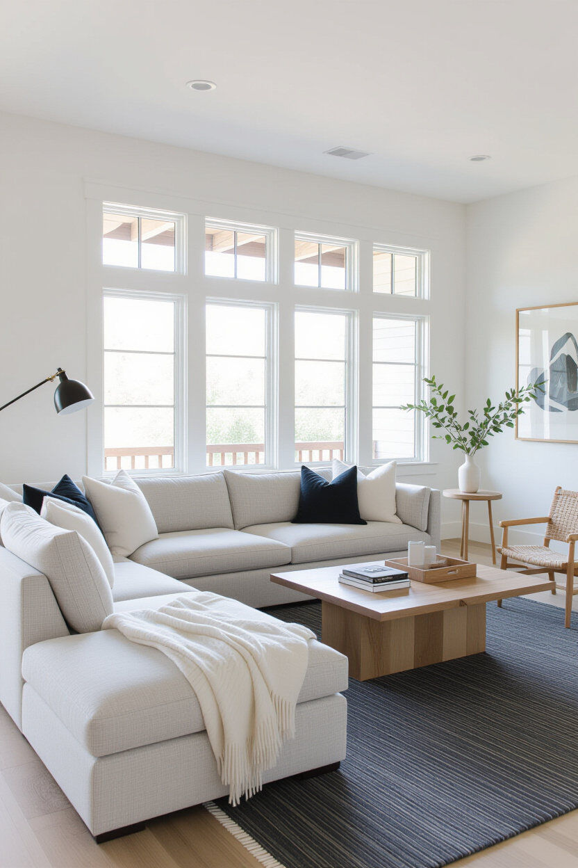 MINIMALIST LIGHT GREY LIVING ROOM