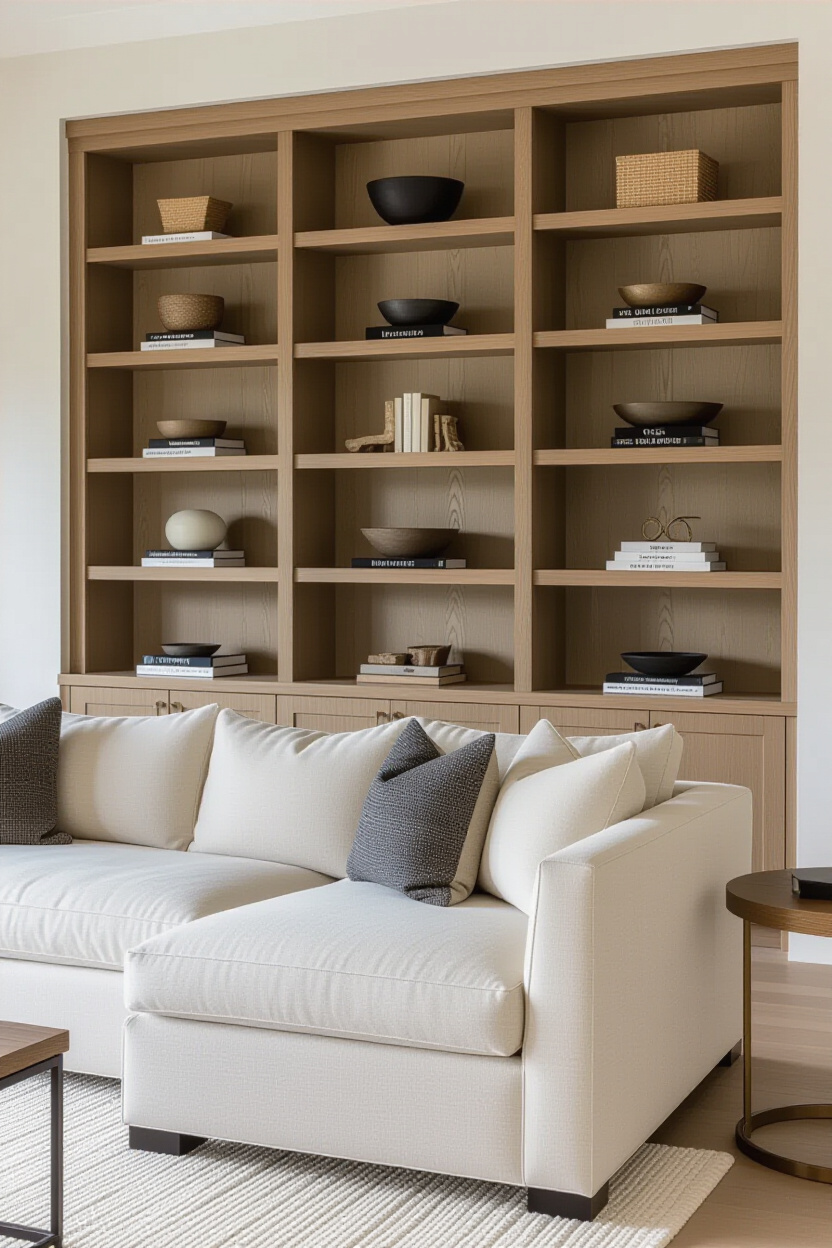 MODERN WOOD TONE LIVING ROOM