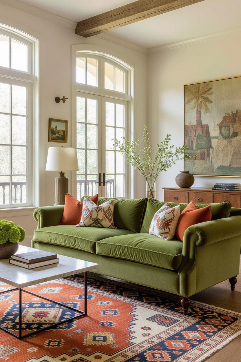Olive Green Sofa Living Room Ideas