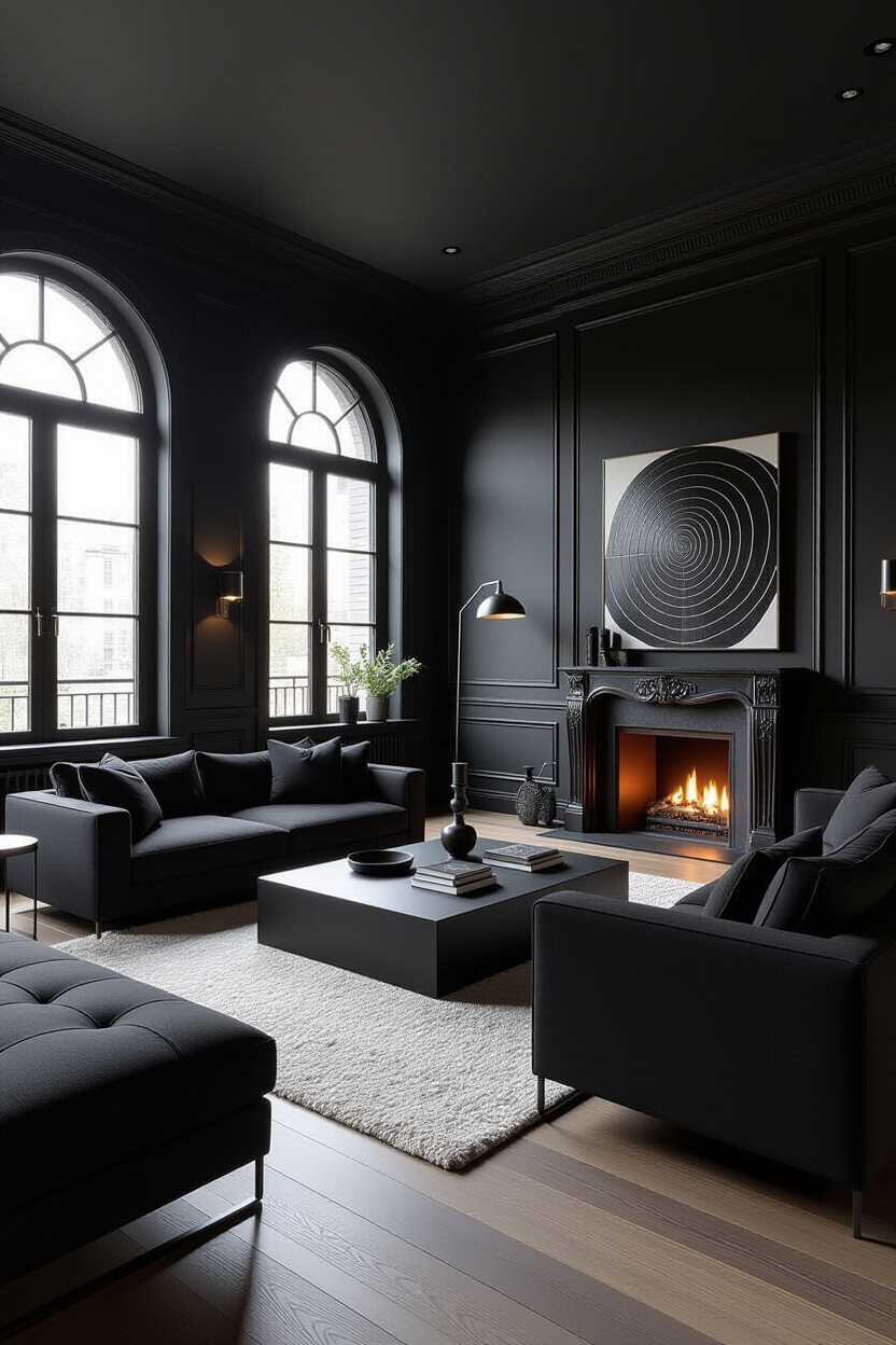 All Black Living Room Decor Aesthetic