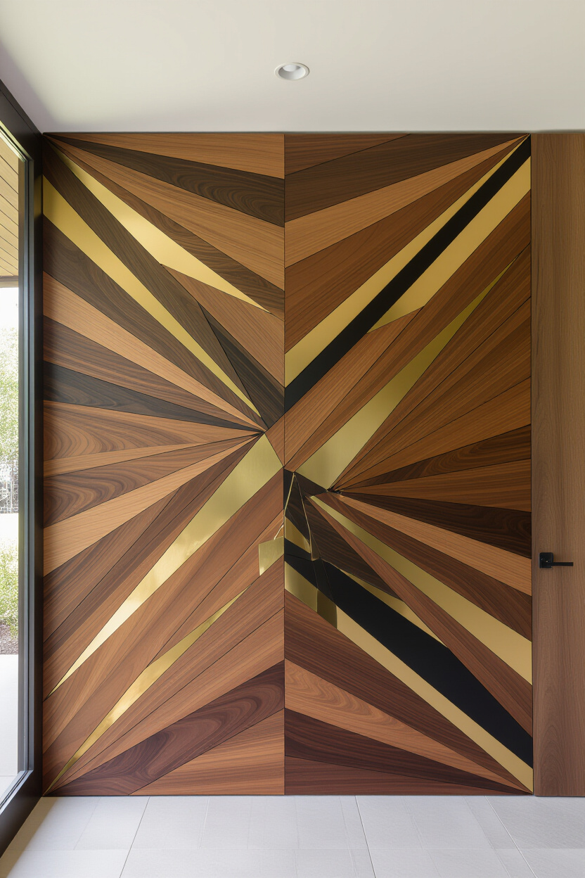 Artistic chevron and geometric wood wall designs
