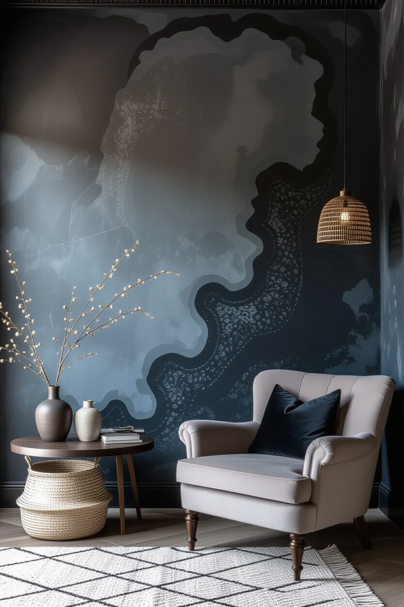 Artistic Eclectic Black Accent Wall