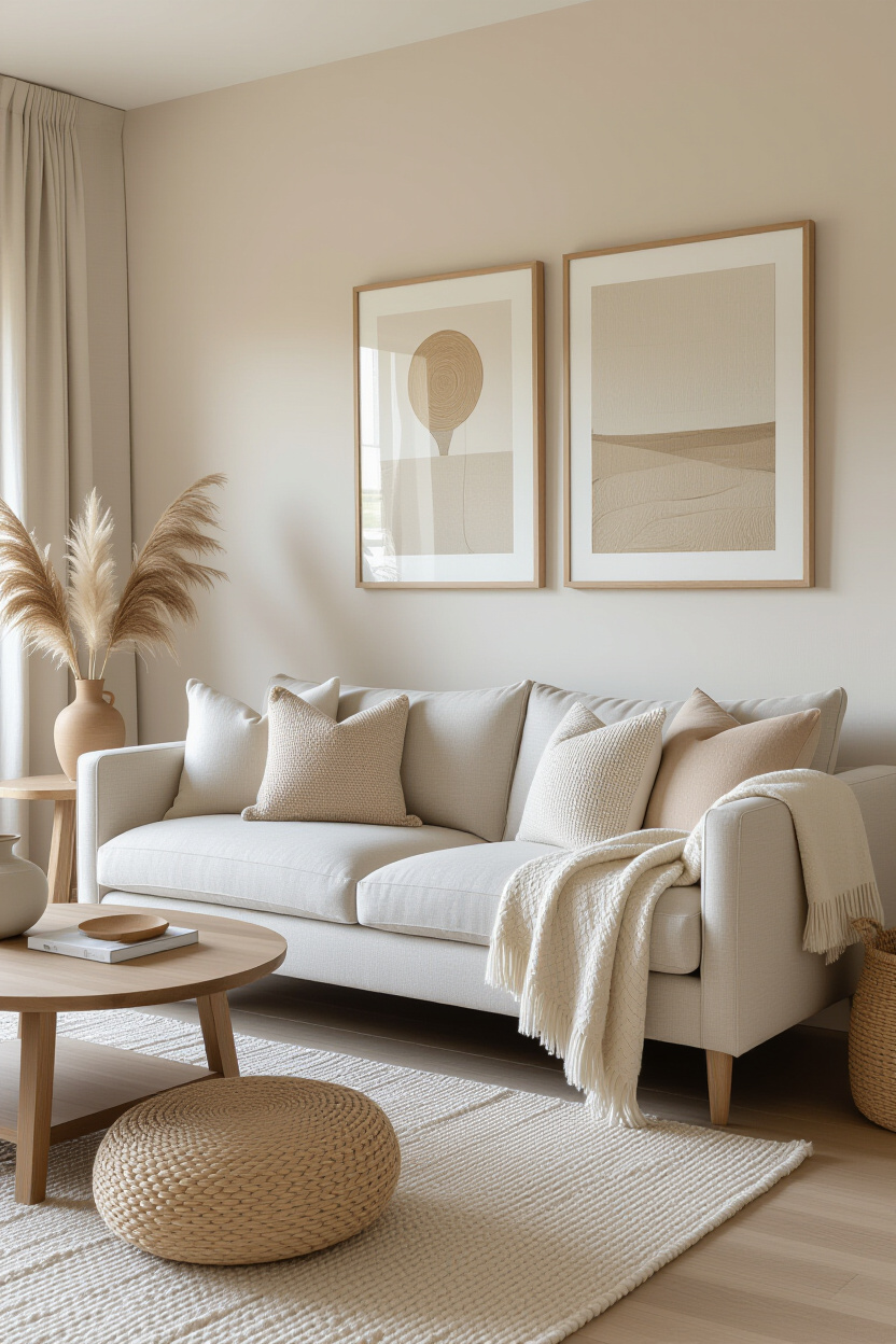 Beige Couch Living Room Decor: Earthy Elegance