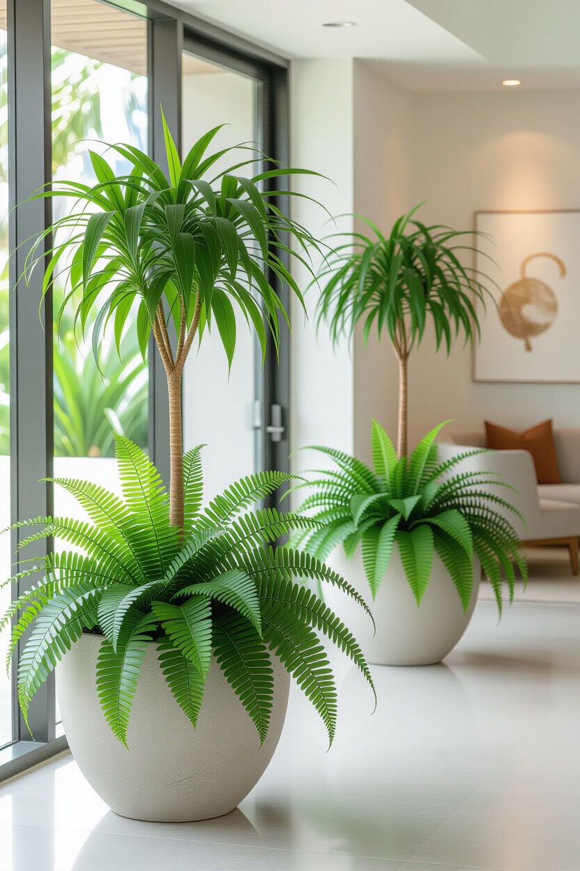 Biophilic Greenery Modern Living Room Decor