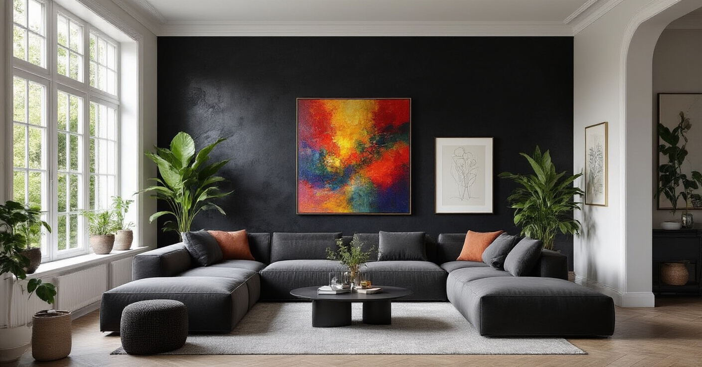 Black Accent Wall Living Room: 24 Bold Inspiring Eclectic Styles