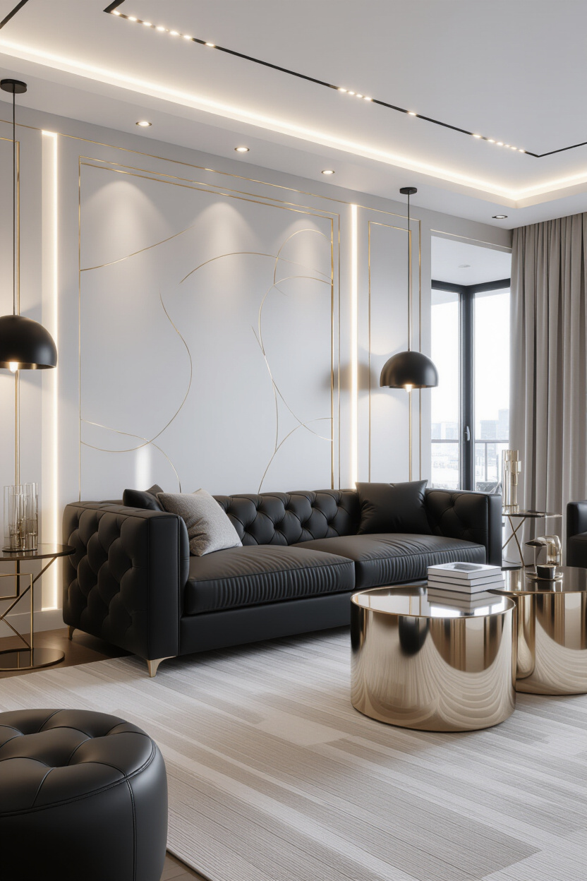 Black Sofa: Luxe Apartment Aesthetic