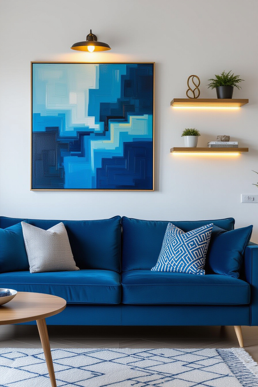 Blue Couch: Living Room Wall Decor Above