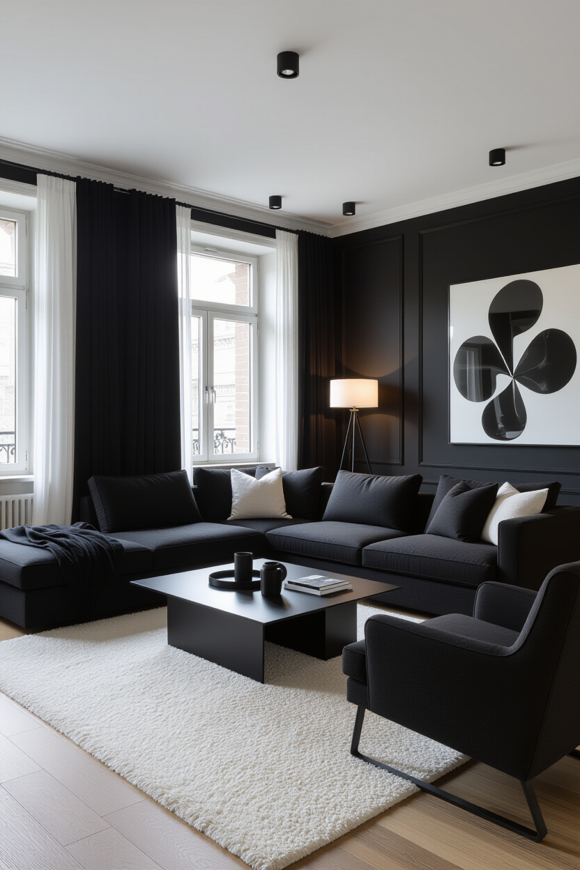 Bold Black and White Living Room Decor Schemes for Your Apartment