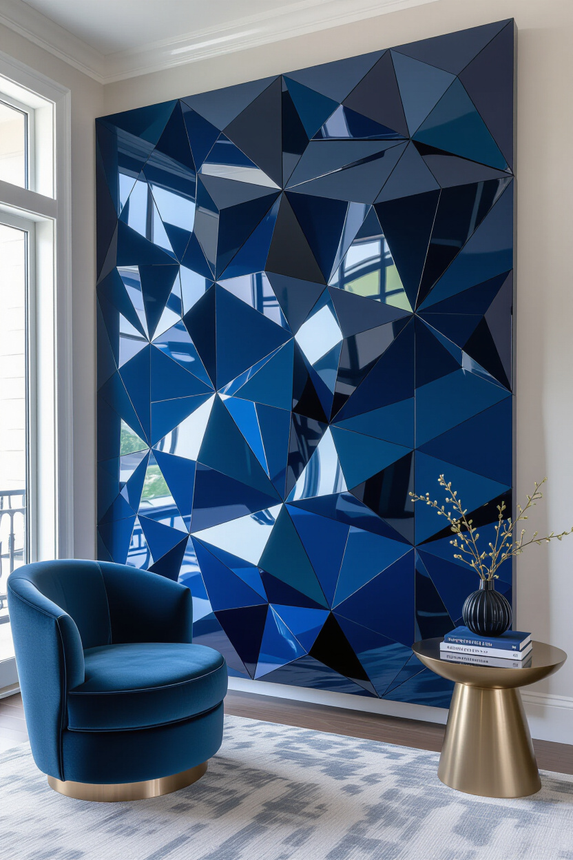 Bold Blue Bold Geometric 3D Accent Wall