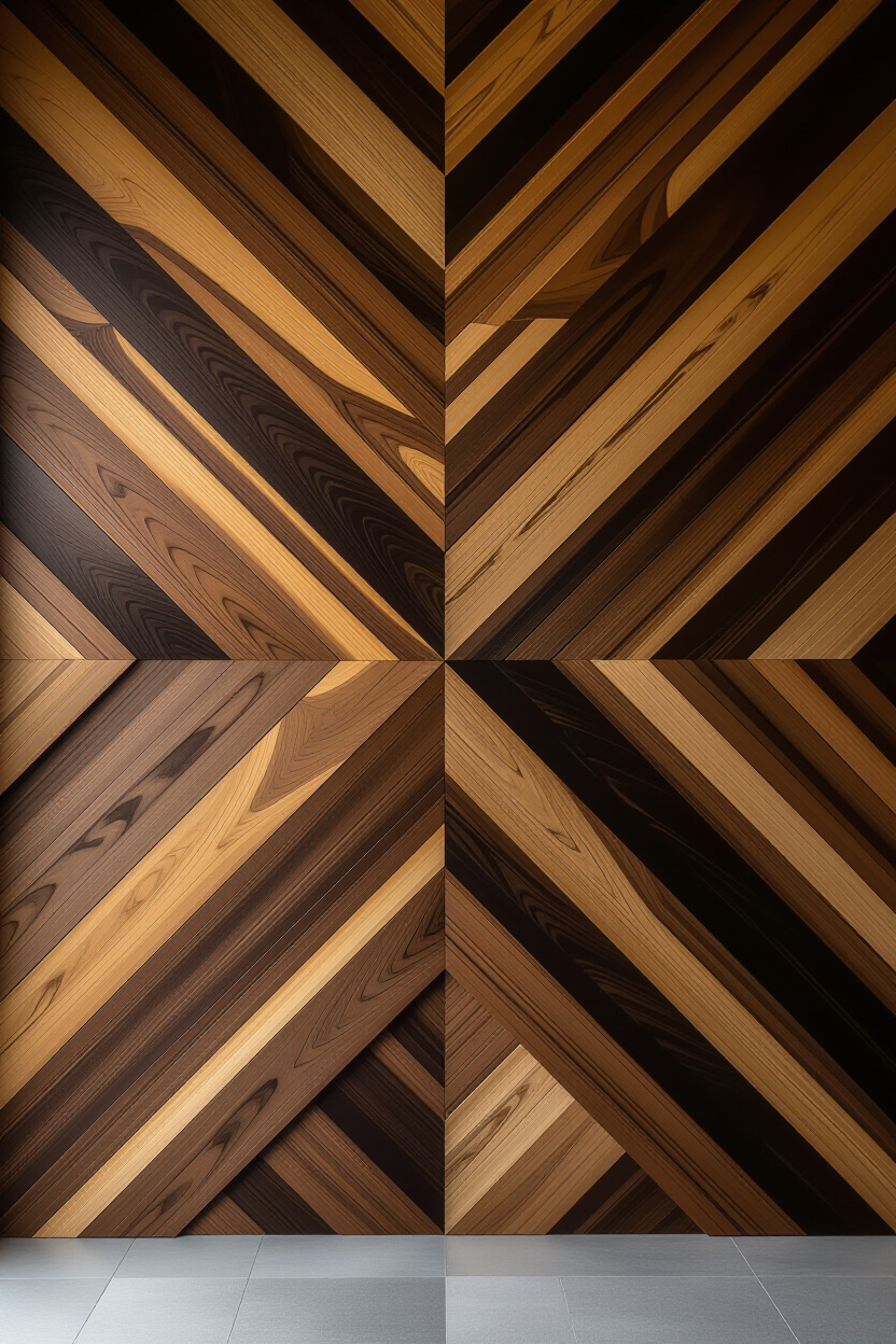 Bold chevron and geometric wood wall designs