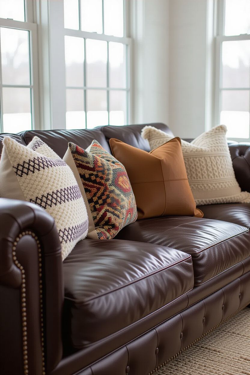Brown Leather Couch Living Room Decor Pillows: The Art of Accent
