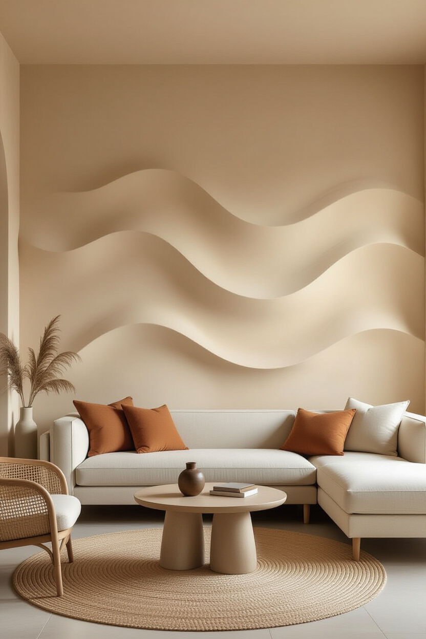 Calming Cream Calming Textured 3D Accent Wall