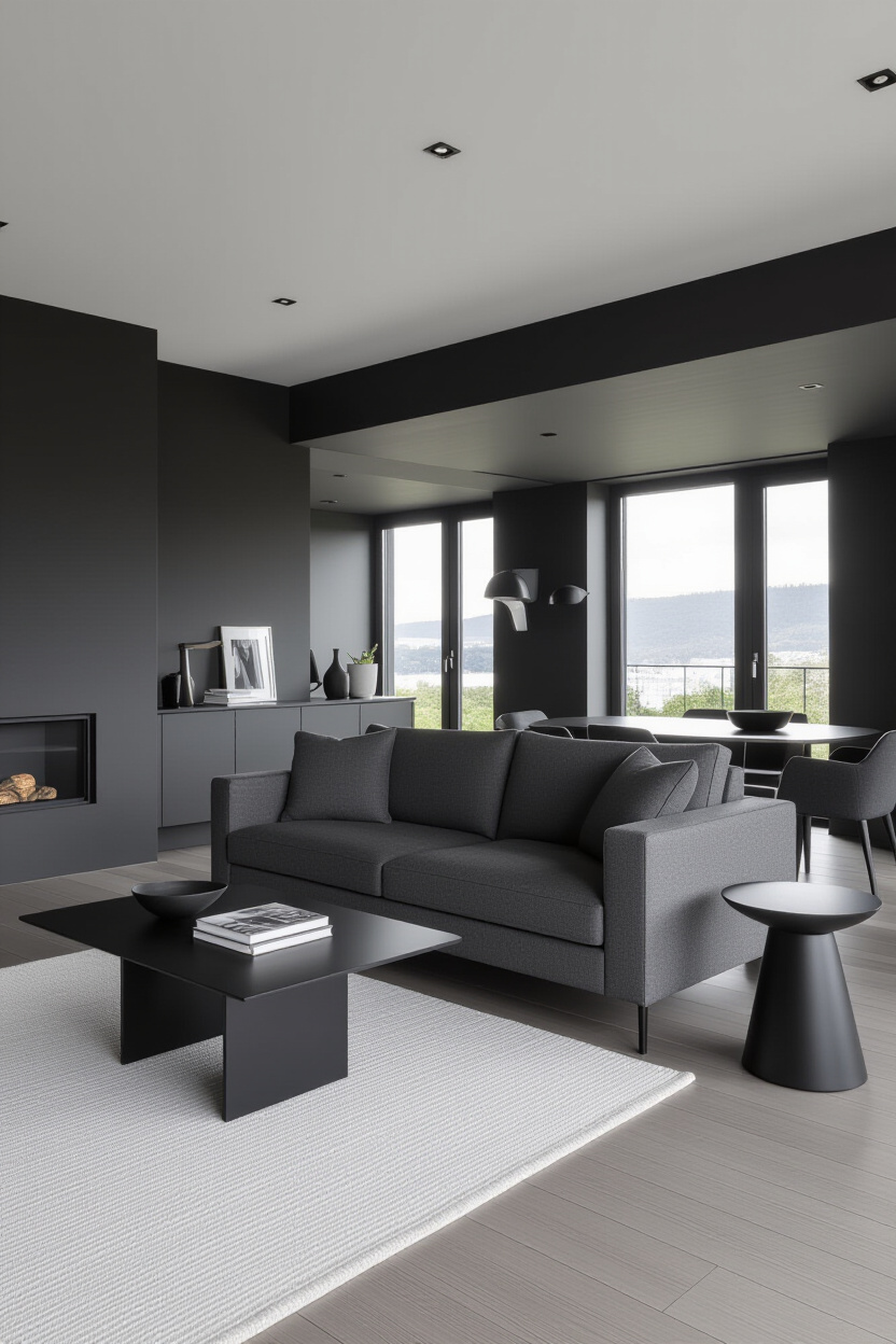 Charcoal Couch: Modern Living Room Design