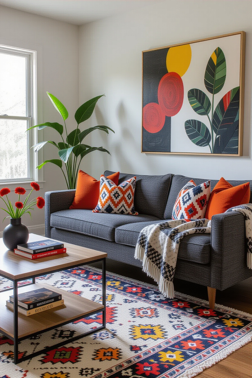 Charcoal Couch Styling: Creating Contrast