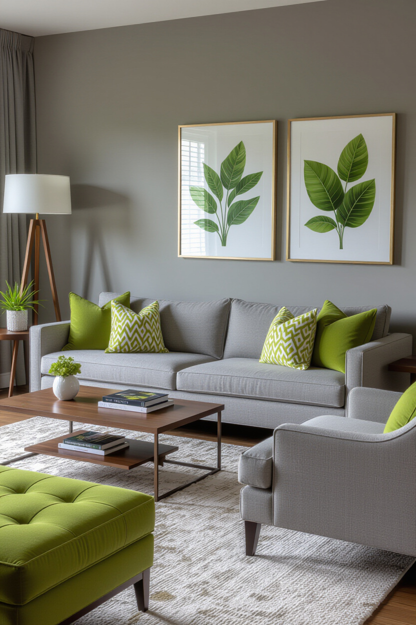 Chic Gray Living Room Wall Design