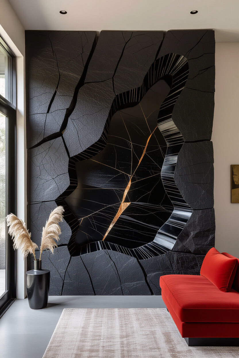 Coastal Eclectic Black Accent Wall