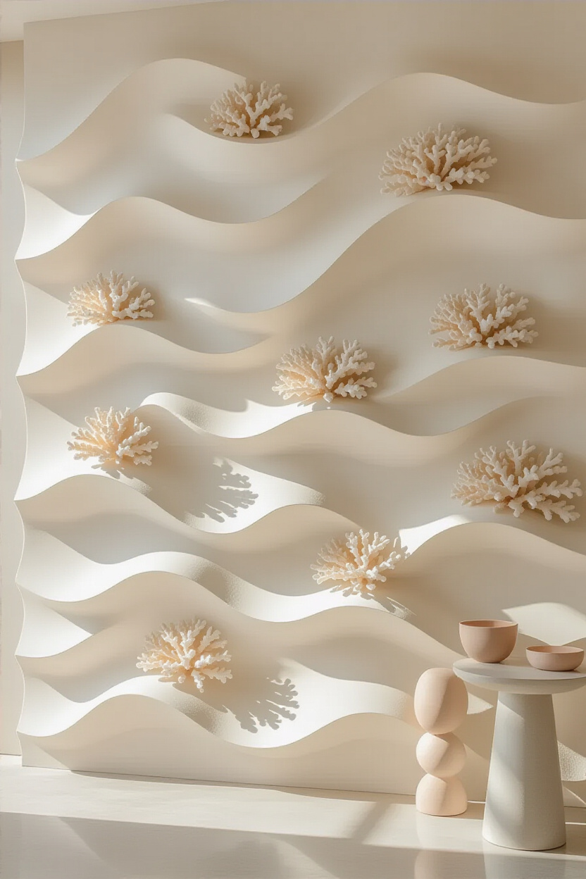 Cool Coral Cool Coastal 3D Accent Wall