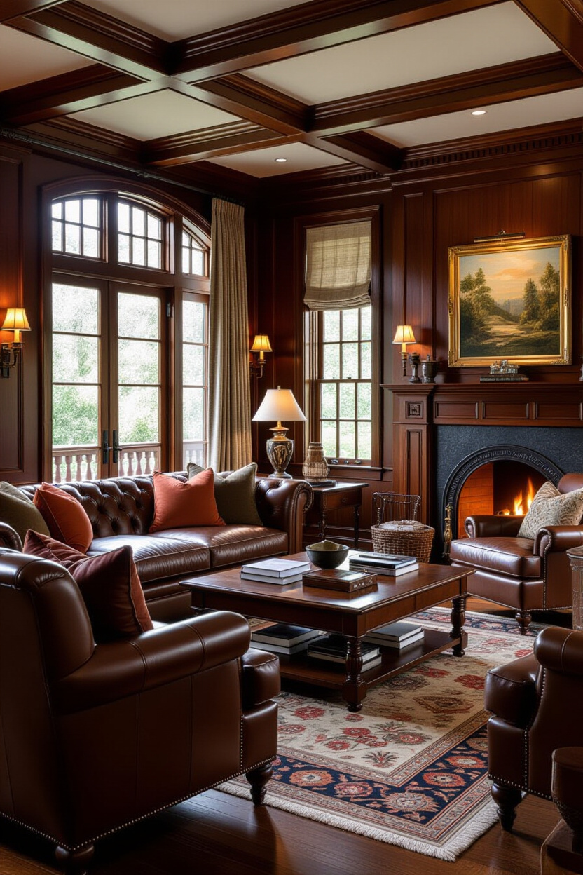 Cozy Dark Wood Living Room Furniture