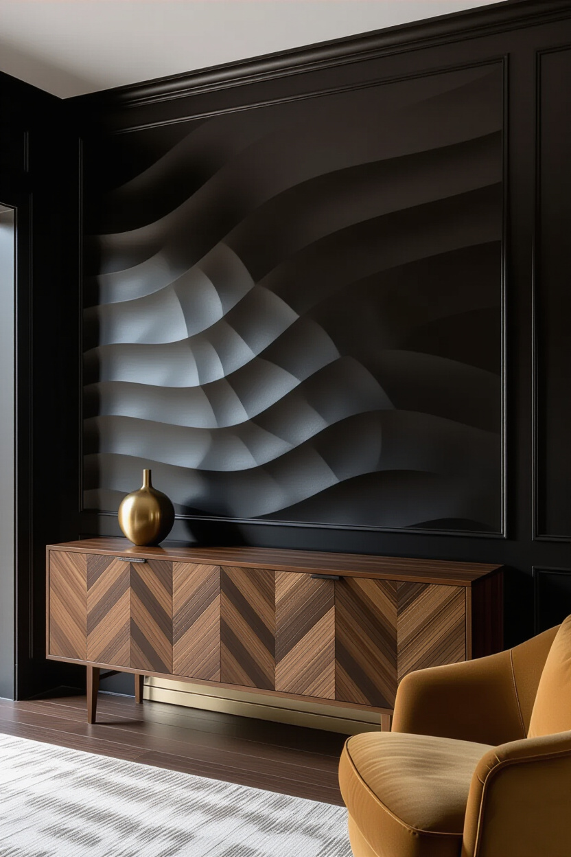 Cozy Eclectic Black Accent Wall