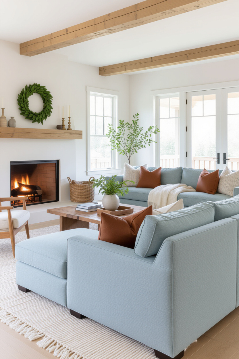 Cozy Living Room: Blue Sofa Color Schemes