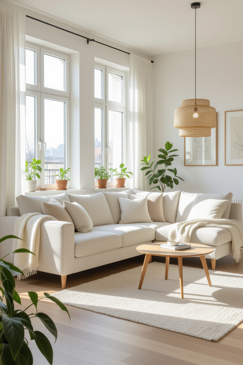 Cream Couch: Small Apartment Cozy Living