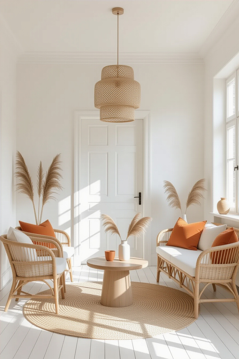 Crisp White Living Room Wall Design