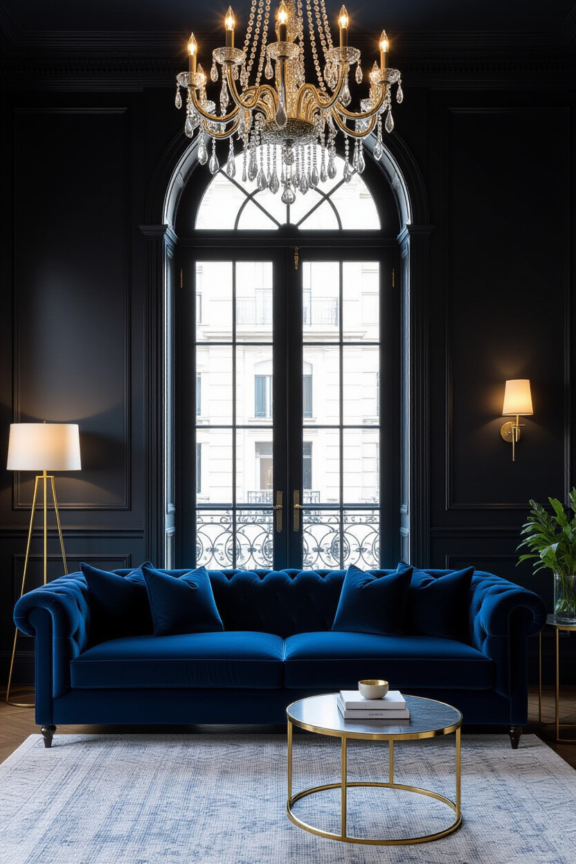 Dark Blue Couch: Chic Living Room Schemes