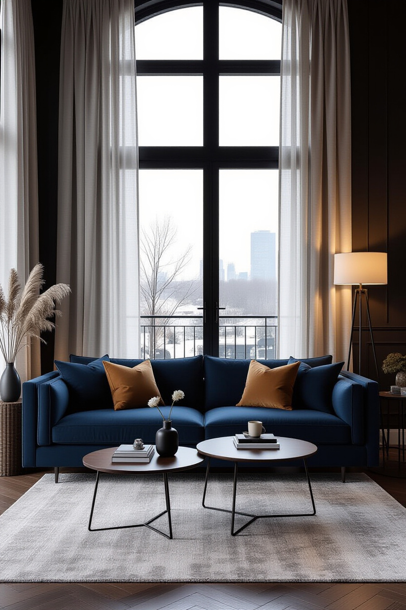 Dark Blue Sofa: Living Room Decor