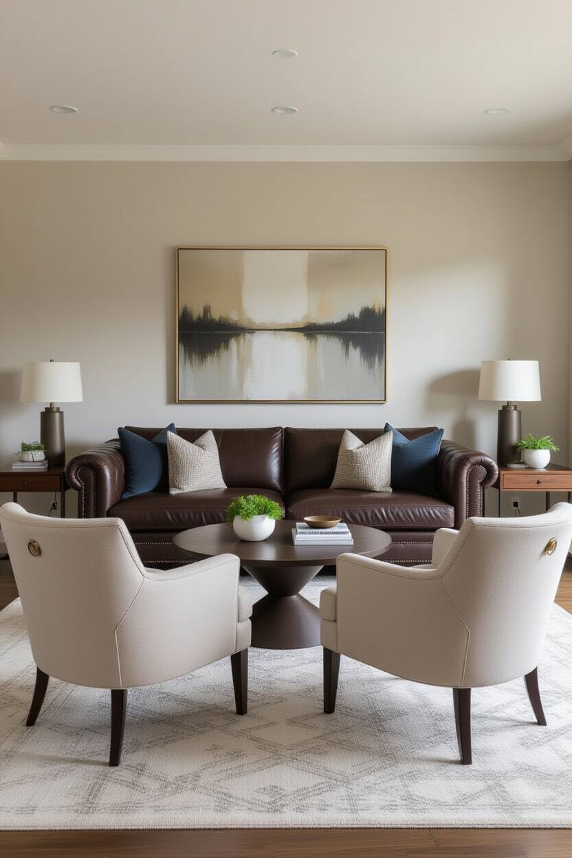 Dark Brown Leather Couch Living Room Decorating Accent Chairs: The Perfect Pair