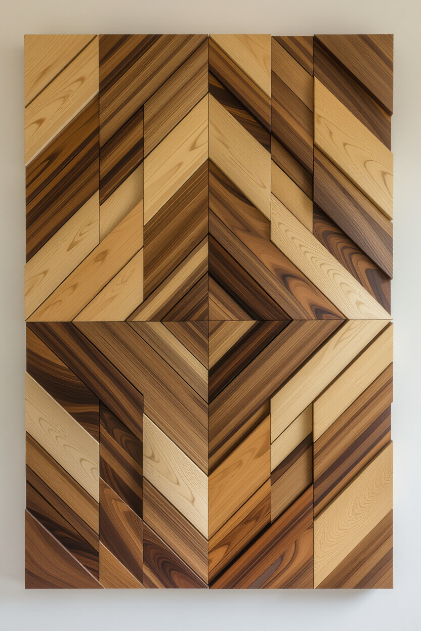 Dynamic chevron and geometric wood wall designs