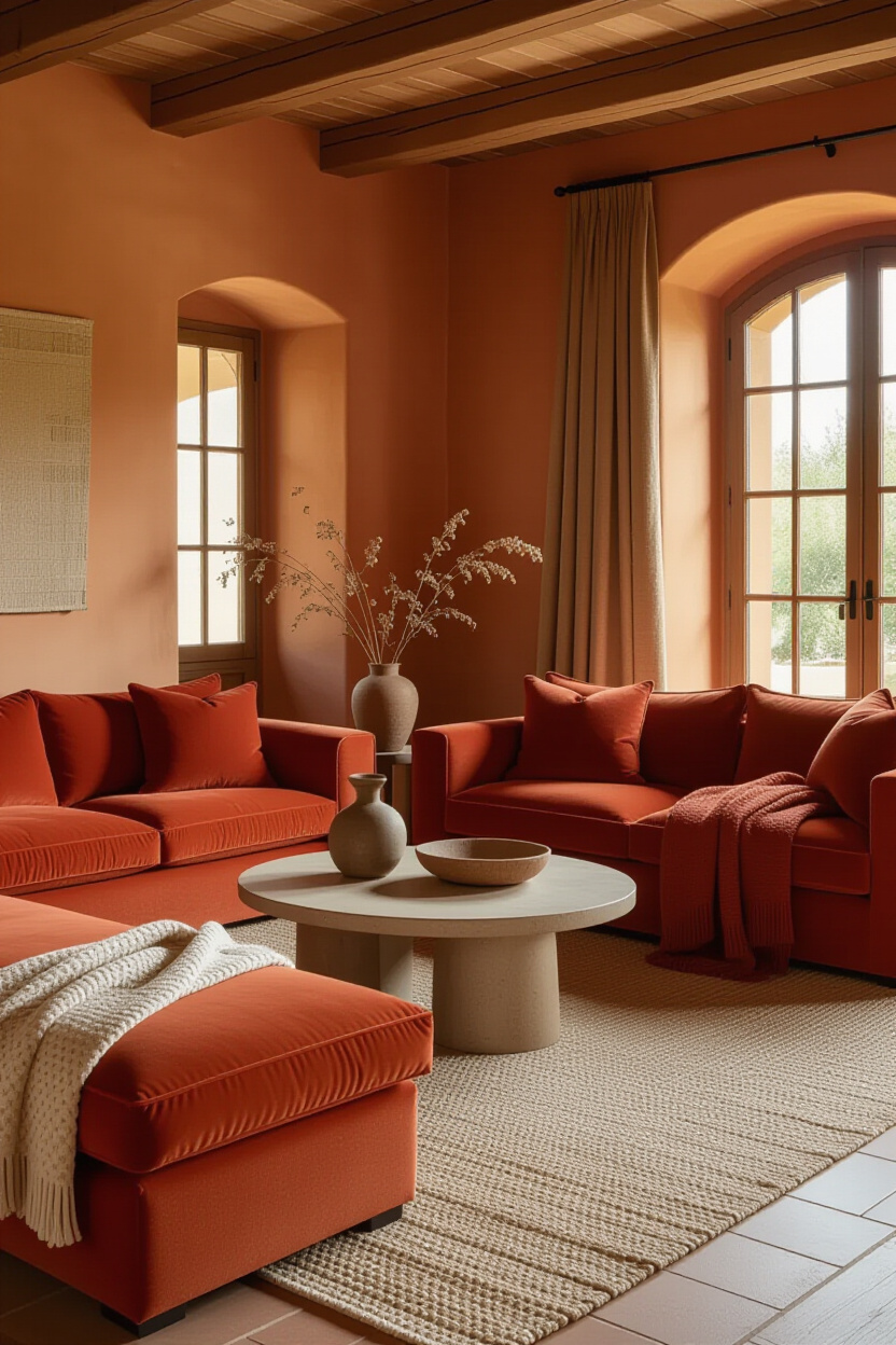Earthy Terracotta Cozy Living Rooms Vibe