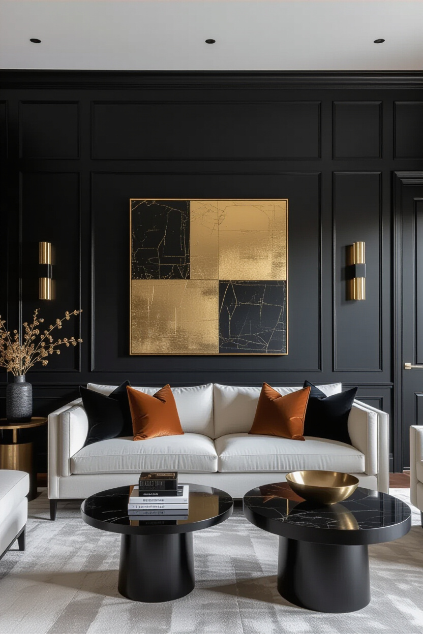 Elegant Eclectic Black Accent Wall