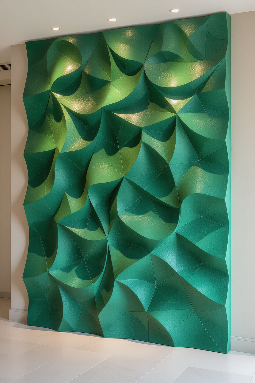 Elegant Emerald Lush Floral 3D Accent Wall