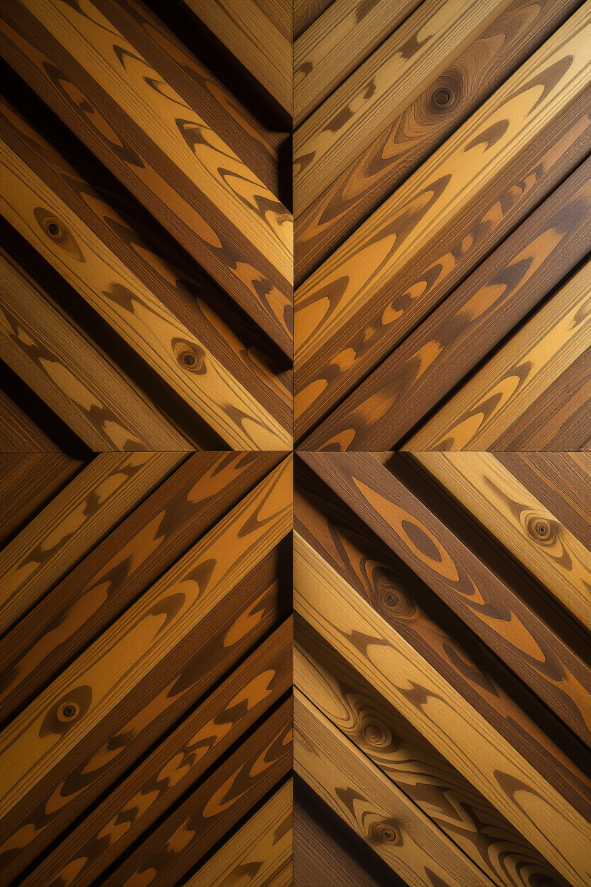 Elevate spaces chevron and geometric wood wall designs