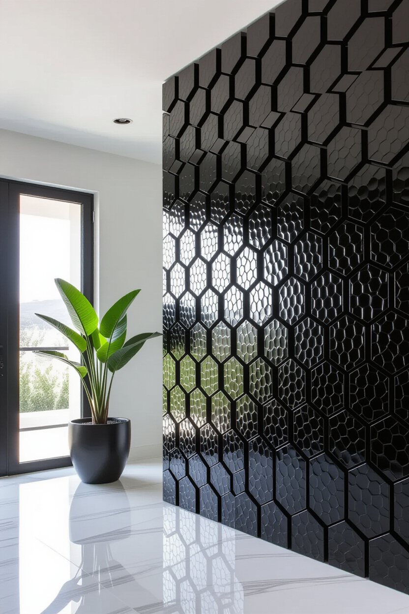 Geometric Eclectic Black Accent Wall